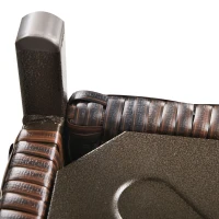 Outsunny 21.75" Outdoor Rattan Wicker Patio Coffee Table with Umbrella Hole, Patio Side Table with Slatted Metal Top, Brown(m-9)