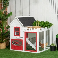 PawHut 51" Small Chicken Coop with Storage Box, Wooden Chicken Coop Chicken House Outdoor Hen House with Nesting Box, Slide-Out Tray, White(m-10)