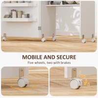 HOMCOM Sewing Machine Cabinet, Folding Sewing Table with Storage Shelf, Bins and Lockable Wheels for Small Space, White(m-7)