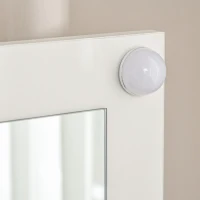 HOMCOM Makeup Vanity Table Set with Stool, Dressing Table with LED Lighting Mirror, Drawers, for Bedroom, White(m-10)