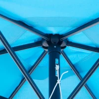 Outsunny 8.5' Round Aluminum Patio Umbrella Garden Parasol Market Sunshade Tilt Canopy w/ 6 Ribs, Crank Handle, Blue(m-9)