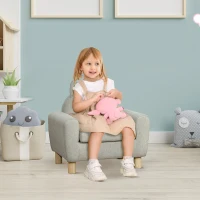 Qaba Kids Sofa Chair Seat with Kitten Ear Backrest, Grey(m-10)