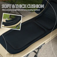 Outsunny Heavy Duty Camping Cot, Folding Bed with Soft Padded Cushion and 180° Adjustable Backrest, 400 lbs. Capacity, Cream(m-5)
