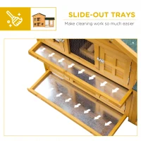 PawHut 59" Wooden Rabbit Hutch 2 Tier Bunny House Pet Playpen Enclosure for Indoor Outdoor with Slide-out Tray, Ramp, for Rabbits and Small Animals, Orange(m-6)