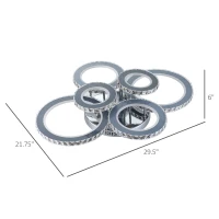 HOMCOM Elegant LED Chandelier with 6 Rings, Ceiling Light with Cool White Lighting for Living Room, Dining Room, or Bedroom, Silver(m-3)