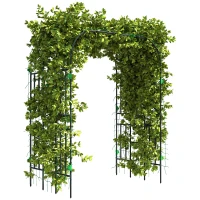 Outsunny Arched Garden Trellis, 8 FT Tall Metal Plant Trellis Support with Trellis Netting for Climbing Plants(m-11)