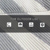 Outsunny Reversible Outdoor RV Rug, Patio Floor Mat, 6' x 9' Plastic Rug for Backyard, Deck, Beach, Camping, Grey and Cream(m-6)