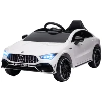 Qaba Mercedes-Benz AMG Licensed 12V Kids Ride on Car with Remote Control, Rear Suspension, LED Lights, Music, White(m-1)