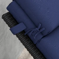 Outsunny Patio Chaise Lounge Chair Cushion Replacement Sun Lounger Pads with Headrest and Ties, Dark Blue(m-9)