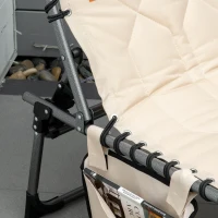 Outsunny Outdoor Lounge Chair, Folding Chaise Lounge, Patio Padded Tanning Chair with 5-position Adjustable Backrest, Pillow and Pocket for Deck, Beach, Lawn and Sunbathing, Beige(m-10)