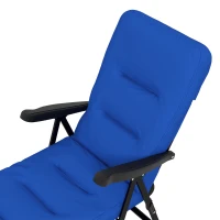 Outsunny Outdoor Lounge Chair with Padded Cushion, Folding Reclining Patio Garden Chair with Recline Back, Footrest, for Poolside, Patio, Blue(m-10)