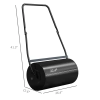 Outsunny 46L Lawn Roller, Push/Tow Behind Sod Roller with U Shaped Handle, Water Filled Yard Roller for Garden, Lawn, Backyard(m-3)