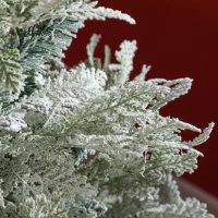 HOMCOM 5 Feet Pencil Snow Flocked Artificial Christmas Tree with 517 Realistic Cypress Branches, Auto Open, Green(m-10)