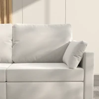 HOMCOM Modern 3 Seater Sofa, 77" Upholstered Couch with 2 Throw Cushions for Bedroom, Living Room, Cream White(m-9)