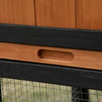 PawHut 69" Wooden Rabbit Hutch Pet Playpen Bunny House Enclosure with Run Box, Slide-out Tray, Ramp, for Rabbits and Small Animals, Black(m-10)