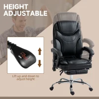 Vinsetto 6 Point Vibration Massage Office Chair, PU Leather Heated Reclining Computer Chair with Footrest, Black(m-5)