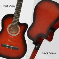 Soozier 39.5 Inch Acoustic Electric Guitar for Beginner with Strings, Beige Strap, 3 Picks and Case Bag, Wine Red(m-4)
