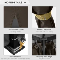 Outsunny 10' x 10' Patio Gazebo, Aluminum Frame Double Roof Outdoor Gazebo Canopy Shelter with Netting & Curtains, for Garden, Lawn, Backyard and Deck, Coffee(m-5)