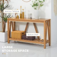 HOMCOM 52" Console Table, Farmhouse Narrow Entryway Table with Storage Shelf, Rustic Sofa Table with Anti-tipper for Living Room and Hallway, Brown(m-4)