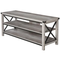 HOMCOM Ample Storage TV Stand with 2 Cable Management Hole, Entertainment Center for Living Room, Fits for 60" TV(m-11)