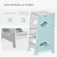 HOMCOM Kids Kitchen Stool with Adjustable Height, Counter Step Stool for Toddlers for Kids, Grey(m-5)
