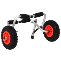 Soozier Kayak Cart Dolly with Flat-Free Wheels and Aluminum Frame for Kayaks, Canoes, Paddleboards, Folding Design, Silver(m-2)