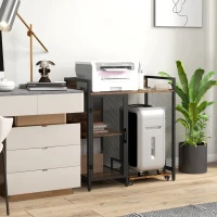 Vinsetto Printer Table with Socket and USB Charging Ports, Printer Stand with CPU Stand and Adjustable Shelf, Rustic Brown(m-10)