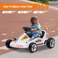 Qaba 6V Electric Go Kart for Aged 3-5 Kids with Music, Light, Horn, White(m-5)