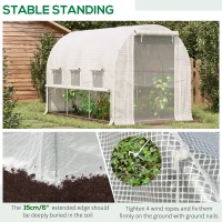Outsunny 116.25" x 78.75" x 78.75" Walk-in Tunnel Greenhouse, Mesh Windows, Bottom Vents, Zippered Door, PE Cover, Heavy Duty Steel Frame, White(m-6)