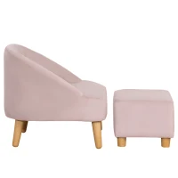 Qaba Kids Sofa Set, Toddler Chair, Sofa & Ottoman for Bedroom, Playroom, Children's Couch for 3-5 Years, Pink(m-8)