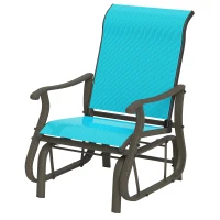 Outsunny Outdoor Glider Chair Patio Glider Swing Chair with Mesh Seat, Steel Frame for Backyard, Garden, Porch, Blue(m-1)