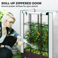 Outsunny Raised Garden Bed Kit with Trellis, Plastic Raised Flower Bed with PE Cover and Zipper Door, 47 x 16 x 50 inch(m-6)