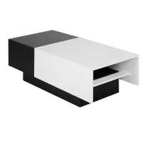 HOMCOM Rectangular Wooden Chest Coffee Table with Slide Top Trunk Storage, Black and White(m-9)
