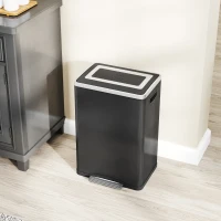 HOMCOM 2 x 20 Liter Garbage Bin, Stainless Steel Garbage Can with Soft-Close Lid and Removable Inner Buckets, Black(m-10)