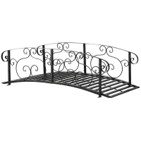 Outsunny 6' Metal Arch Backyard Garden Bridge, Safety Siderails, Arc Footbridge for Backyard Creek, Stream, Pond, Black(m-1)