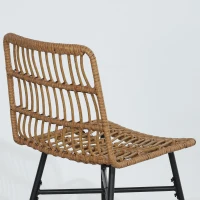 HOMCOM Rattan Counter Height Bar Stools Set of 2, 26" Counter Stools with Back, Modern Bar Chairs for Kitchen Island, Brown(m-10)