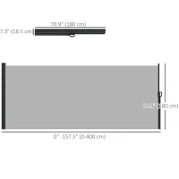 Outsunny 13' x 6' Retractable Side Awning, Outdoor Privacy Screen for Garden, Hot Tub, Balcony, Terrace, Pool, Light Grey(m-3)
