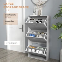 HOMCOM Shoe Storage Cabinet with 3 Flip Drawers, Narrow and Slim, 12 Pair of Shoes Organizer for Hallway, Entryway(m-4)
