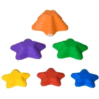 Outsunny 6PCs Larger Size Balance Stepping Stones for Kids with Non-slip Bottom, Stackable Obstacle Course Outdoor Indoor,  Play River Rocks with Starfish Style(m-11)