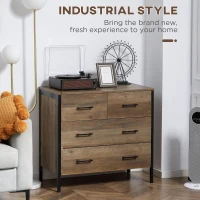 HOMCOM Dresser for Bedroom with 4 Drawers, Chest of Drawers with Metal Frame and Handles for Living Room, Hallway, Brown(m-4)
