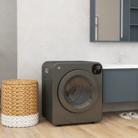 HOMCOM Compact Laundry Dryer 1300W Portable Clothes Dryer with 3.2 cu.ft Stainless Steel Drum, Front Load Electric Dryer, Gray(m-10)