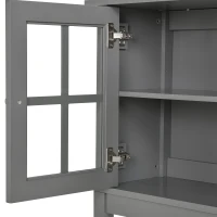 HOMCOM Sideboard Buffet Cabinet with Storage, Modern Coffee Bar Cabinet with 2 Glass Doors, Adjustable Shelf and Bottom Shelf, Console Table for Kitchen, Living Room, Dining Room, Hallway, Gray(m-8)