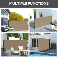 Outsunny 13' x 6' Retractable Side Awning, Outdoor Privacy Screen for Garden, Hot Tub, Balcony, Terrace, Pool, Khaki(m-7)