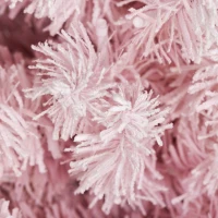 HOMCOM 7ft Pencil Christmas Tree, Slim Artificial Christmas Tree with Snow Flocked Branches and Warm White LED Lights, Pink(m-8)