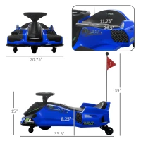 Aosom 12V Electric Drifting Go Kart w/ Slow Start, Music, Lights, Blue(m-3)