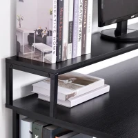 HOMCOM Computer Desk with Shelves and CPU Stand, Home Office Desk Workstation with Adjustable Feet, Black Wood Grain(m-10)