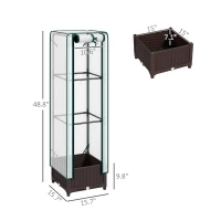 Outsunny Garden Bed with Trellis, Outdoor Plant Box with PE Cover, Drainage Holes and Zipper Door, 15.7" x 15.7" x 48.8", Brown(m-3)