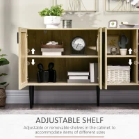 HOMCOM 61.5"L Sideboard Buffet Cabinet, Coffee Bar Cabinet Kitchen Cabinet with Drawers and Adjustable Shelves for Living Room, Dining Room, Kitchen, Oak(m-5)