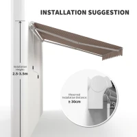 Outsunny 12' x 8' Retractable Awning Patio Awnings Sun Shade Shelter with Manual Crank Handle, 280g/m² UV & Water-Resistant Fabric and Aluminum Frame for Deck, Balcony, Yard, Beige(m-7)