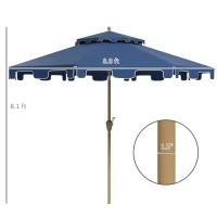 Outsunny 8.8' Patio Umbrella with Push Button Tilt and Crank, Dark Blue(m-3)